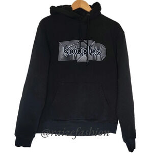 THE KOOPLES Graphic Logo Pullover L Black Hoodie Sweatshirt Men's